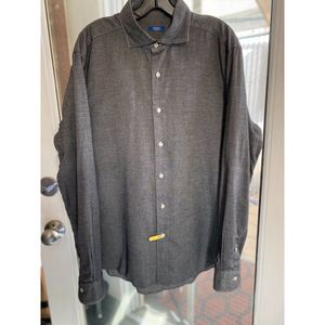 Barba Napoli Grey 100% Cotton Carved Button down long Sleeve Shirt Italian SZ XL